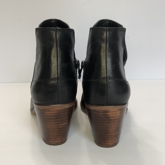 Franco Sarto Odessa Black Side Zip Side V Almond Toe Block Heel Boots size 9M - Picture 11 of 14